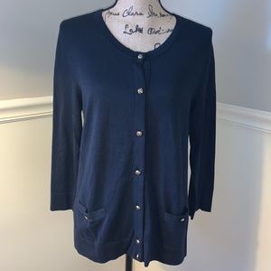 TALBOTS Fine Knit Black Cardigan L NWT